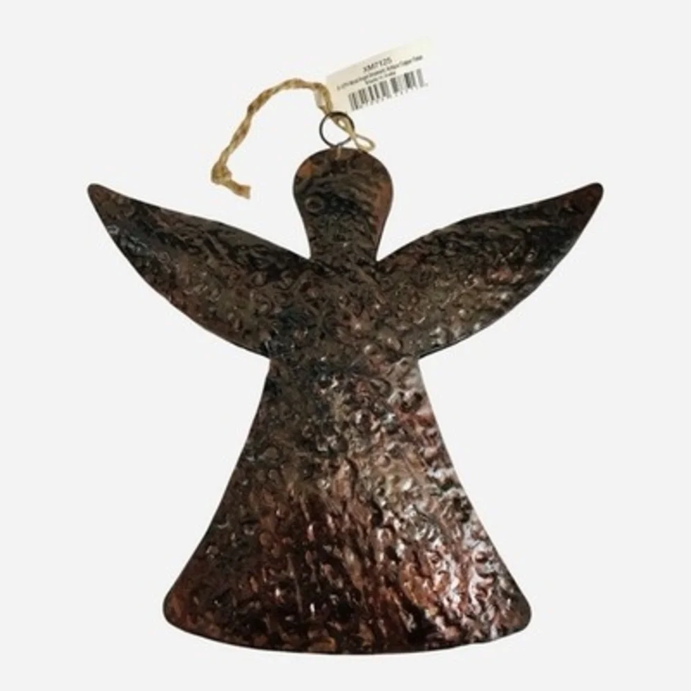Metal Hammered Angel Ornament Antique Copper Finish 6.5